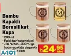 BAMBU KAPAKLI BOROSİLİKAT KUPA